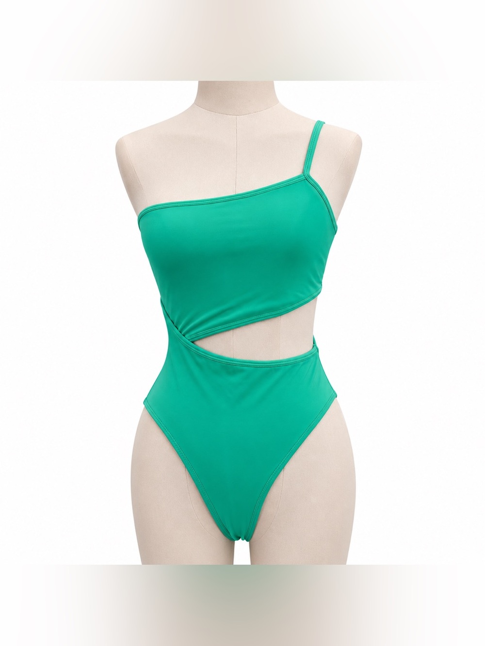 Ramy Brook Women’s Green One Shoulder Cutout One Piece Swimsuit High Cut SZ - S